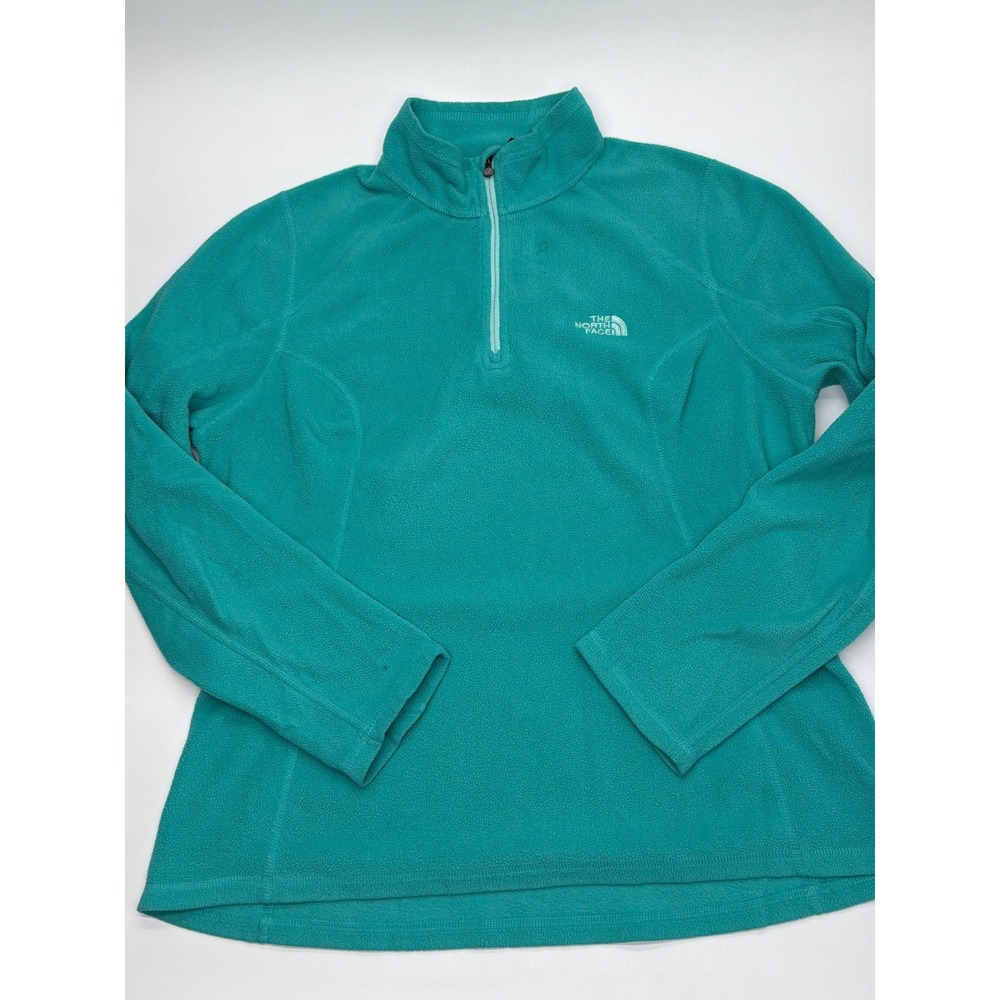 The North Face Women Teal Green TKA 100 Polartec Quarter Zip Fleece Pullover L